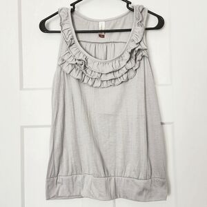 Gray Ruffled Sleeveless Top